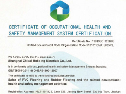 CERTIFICATE OF OCCUPATIONAL HEALTH AND SAFETY MANGEMENT SYSTEM CERTICATION